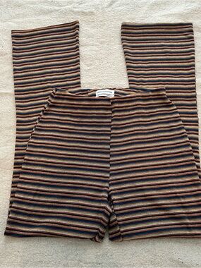 Urban Outfitters Kids Striped Knit Leggings - Brown, Navy, Cream